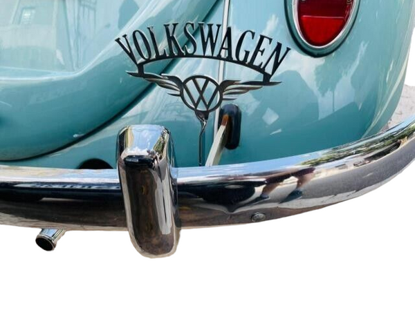 VW Split Oval Beetle Bug Bus Eagle Bumper Emblem Accessory, Stainless Steel