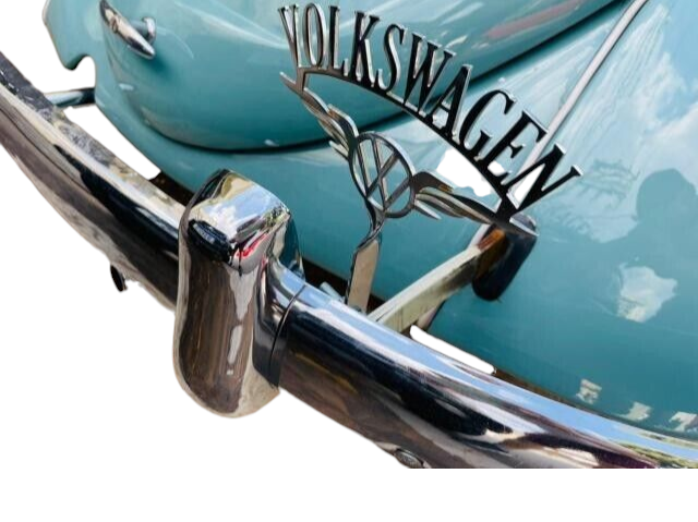 VW Split Oval Beetle Bug Bus Eagle Bumper Emblem Accessory, Chrome