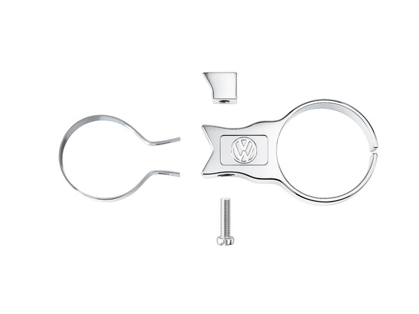 VW Split Oval Beetle Bug MotoMeter Gauge Holder, 52mm, VW Logo, Chrome