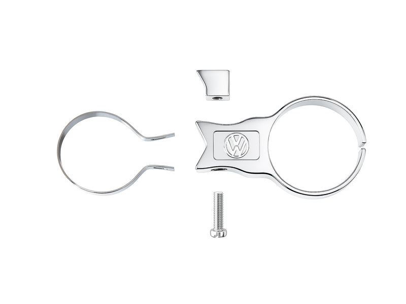 VW Split Oval Beetle Bug MotoMeter Gauge Holder, 52mm, VW Logo, Chrome