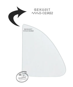 VW Split Oval Beetle Bug Door Vent Glass, Sekurit Logo, Right Side, 1954 Variation