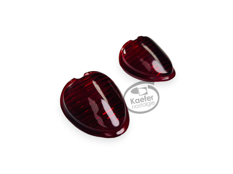 VW Oval Beetle Bug "Heart" Taillight Upper Lenses, Hella, 1952-55