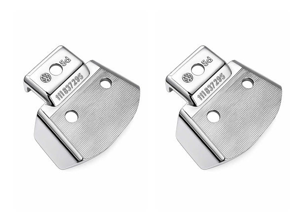 VW Split Oval Beetle Bug Door Striker Plates, Chrome, W/Logo ,Up to 1955