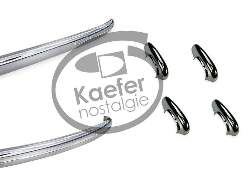 VW Split Beetle Bug Bumper Blades & Guards Set Ribbed, Chrome, 1949-1952