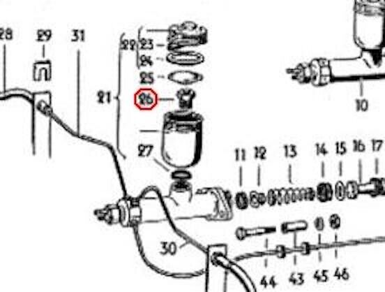 VW Split Beetle Bug Brake Fluid Reservoir Bolt, 1949-52