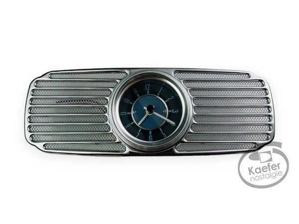 VW Oval Beetle Bug 80mm Dash Accessory Chrome Grill With Clock, 1952-57