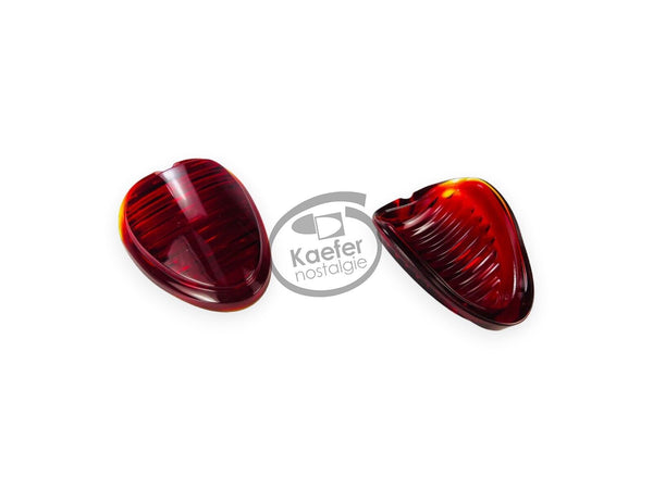 VW Oval Beetle Bug "Heart" Taillight Upper Glass Lens Set, 1952-55